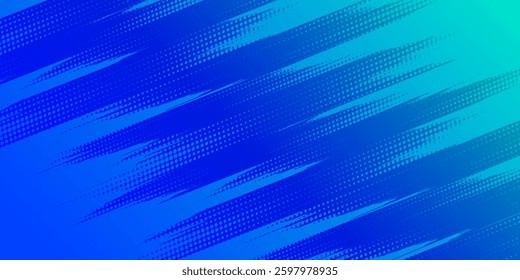 Halftone dots gradient grunge texture background blue grtadient color pattern. Dot pop art comic sport style vector illustration. vector