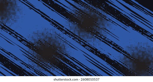 Halftone dots gradient grunge texture background blue and black color pattern. Dot pop art comic sport style vector illustration eps10
