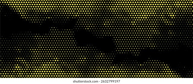 Halftone dots gradient grunge texture background yellow and black color pattern. Dot pop art comic sport style vector illustration. grunge vector dots
