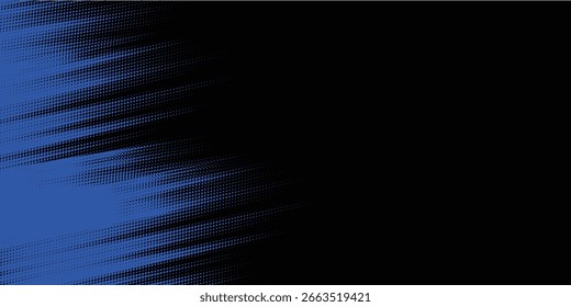 Patrón de color azul y negro de fondo de textura grunge degradado de puntos semitonos. Ilustración vectorial de estilo deportivo de cómic de arte pop de puntos. puntos de Vector grunge