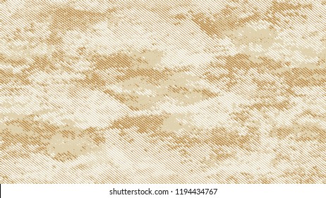 Halftone Dots in Grunge Broken Brush Style. Cartoon Retro Vector Pattern. Faded Dyed Style Texture. Beige Noise Fashion Print Design Pattern.