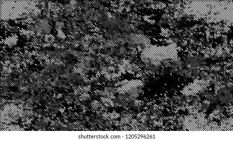 Halftone Dots in Grunge Broken Brush Style. Cartoon Vintage Pattern. Splatter Style Texture. Black and White Broken, Spotted Print Design Background.