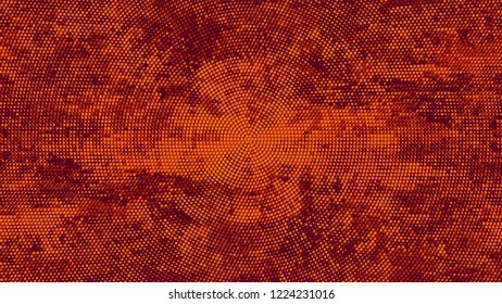 Halftone Dots in Grunge Broken Brush Style. Cartoon Vintage Pattern. Scatter Style Texture. Orange and Brown Broken, Spotted Print Design Pattern.