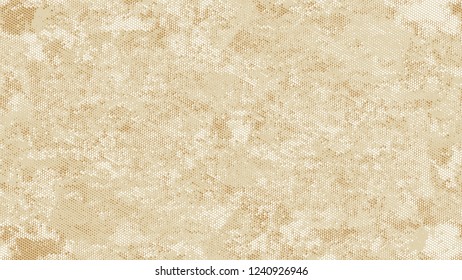 Halftone Dots in Grunge Broken Brush Style. Rough Grungy Pattern Design. Polka Dots Style Texture. Beige Noise Fashion Print Design Pattern.