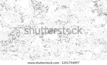 Halftone Dots in Grunge Broken Brush Style. Cartoon Cracked Noisy Surface Pattern Design. Faded Dyed Style Texture. Black and White Noise Fashion Print Design Background.