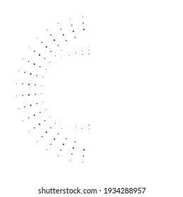 Halftone dots in half circle form. round logo . vector dotted frame . design element