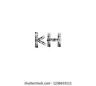 Halftone Dots Initial KH Letter Monogram Logotype