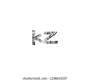 Halftone Dots Initial KZ Letter Monogram Logotype