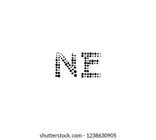 Halftone Dots Initial NE Letter Pictogram Logotype