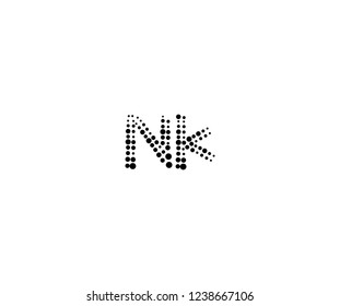Halftone Dots Initial NK Letter Monogram Logotype
