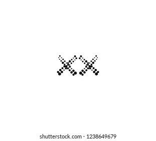 Halftone Dots Initial XX Letter Monogram Logotype