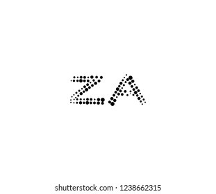 Halftone Dots Initial ZA Letter Monogram Logotype