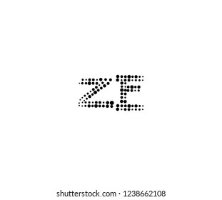 Halftone Dots Initial ZE Letter Monogram Logotype