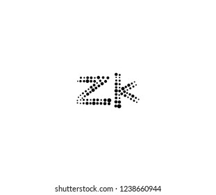 Halftone Dots Initial ZK Letter Monogram Logotype
