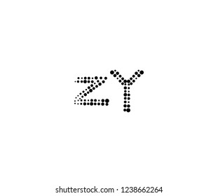 Halftone Dots Initial ZY Letter Monogram Logotype