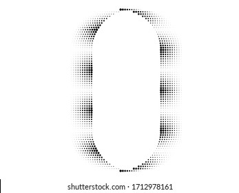 Halftone dots in letter 0 Form . Vector Illustration .Technology  Logo . Design element . Abstract Geometric shape .