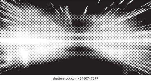 Halftone dots lightning explosion pop art comic background. Vector Illustration