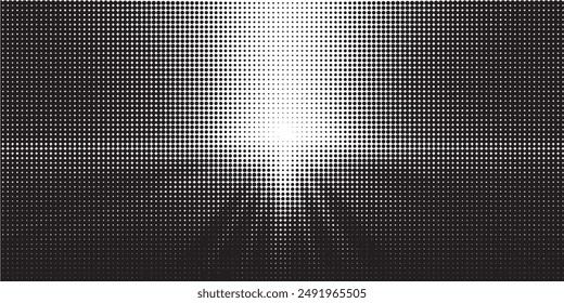 Halftone dots lightning explosion pop art comic background. Vector Illustration	