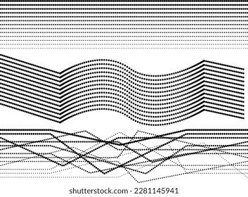 Halftone dots in line form. vector dotted logo. design element