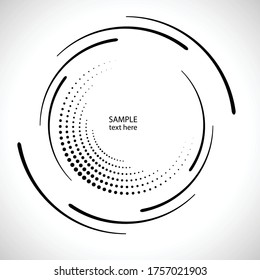 Halftone dots and lines in circle form. round logo . vector dotted frame . design element