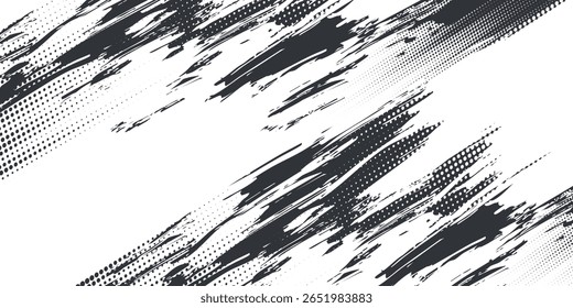 Halftone dots lines vector white color gradient pattern grunge background texture. grunge brush strokes ink paint isolated on white background. modern
