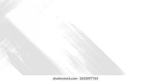 Halftone dots lines vector white color gradient pattern grunge background texture. grunge brush strokes ink paint isolated on white background arts grunge white