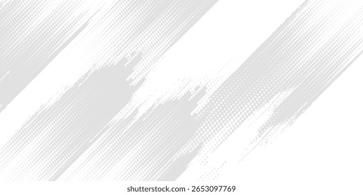 Halftone dots lines vector white color gradient pattern grunge background texture. grunge brush strokes ink paint isolated on white background arts grunge white