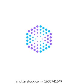 Halftone dots logo in 2 colors hexagon shape