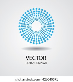 Halftone Dots Logo Icon. Distressed Circle Symbol. Circle Art Vector Template.