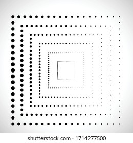 Halftone dots logo in Square form . vector dotted frame . design element