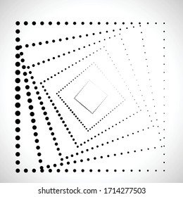 Das Logo von Halftone Punkte in Square Form . Vektor gepunkteter Rahmen. Designelement