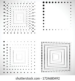 Halftone dots logo in Square form . vector dotted frame . design element