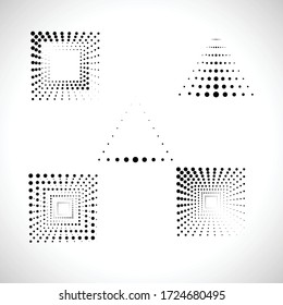 Halftone dots logo in Square form . vector dotted frame . design element