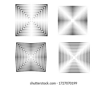 Halftone dots logo in Square form . vector dotted frame . design element