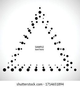 Halftone dots logo in triangle form . vector dotted frame . design element