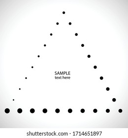 Halftone dots logo in triangle form . vector dotted frame . design element