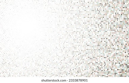 Halftone dots modern vector background. Colorful halftone distressed graphic design. Trendy tech pattern.