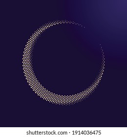 Halftone dots moon illustration as icon or logo.