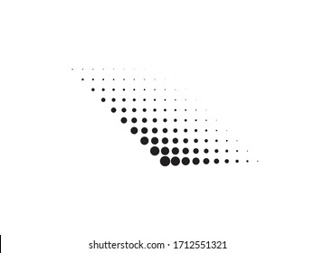 Halftone dots in oblique parallel Form . Vector Illustration .Diagonal Logo . Linear Design element . Abstract Geometric shape . 