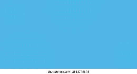 Halftone dots on blue background. Comic pop art style blank layout. Template design for comic book, presentation, sale or web banner