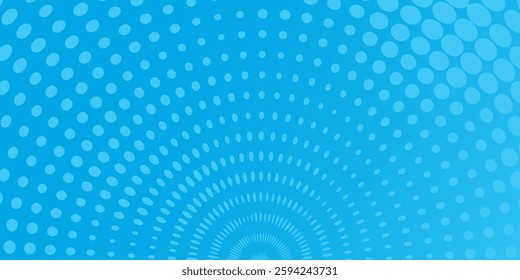 Halftone dots on blue background. Comic pop art style blank layout. Template design for comic book, presentation, sale or web banner. Vector illustration