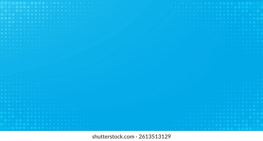 Halftone dots on blue background. Comic pop art style blank layout. Template design for comic book, presentation, sale or web banner. Vector illustration