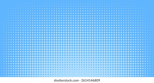 Halftone dots on blue background. Comic pop art style blank layout. Template design for comic book, presentation, sale or web banner. Vector illustration