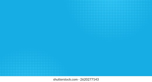Halftone dots on blue background. Comic pop art style blank layout. Template design for comic book, presentation, sale or web banner. Vector illustration