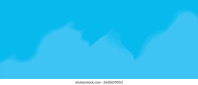 Halftone dots on blue background. Comic pop art style blank layout. Template design for comic book, presentation, sale or web banner.
