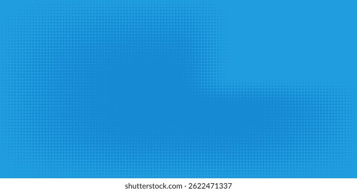 Halftone dots on blue background. Comic pop art style blank layout. Template design for comic book, presentation, sale or web banner. Vector illustration