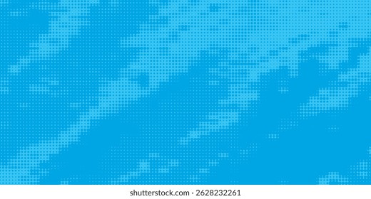 Puntos de semitono sobre fondo azul. Diseño en blanco de estilo de arte pop cómico. Diseño de Plantilla para cómic, presentación, venta o Anuncio de Web. Ilustración vectorial