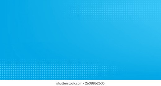 Halftone dots on blue background. Comic pop art style blank layout. Template design for comic book, presentation, sale or web banner. Vector illustration