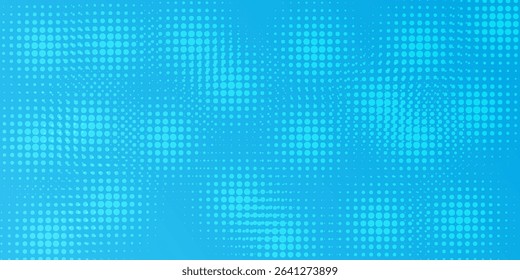 Halftone dots on blue background. Comic pop art style blank layout. Template design for comic book, presentation, sale or web banner