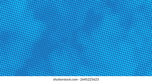 Halftone dots on blue background. Comic pop art style blank layout. Template design for comic book, presentation, sale or web banner. Vector illustration

